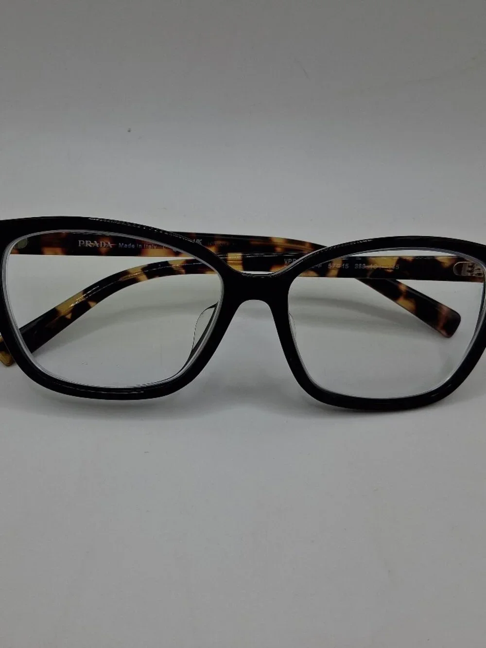 Prada VPR 15Z‑F 389‑101 Eyeglass Frames 57‑15‑145 Black/Tortoise Italy EUC